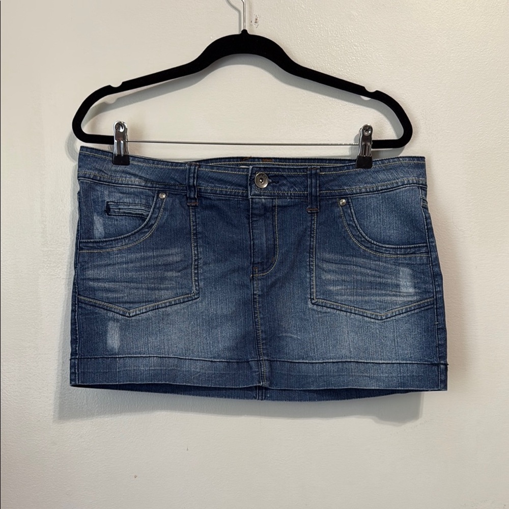 Y2K L.e.i Denim Low Rise Mini Skirt Size 13 Juniors